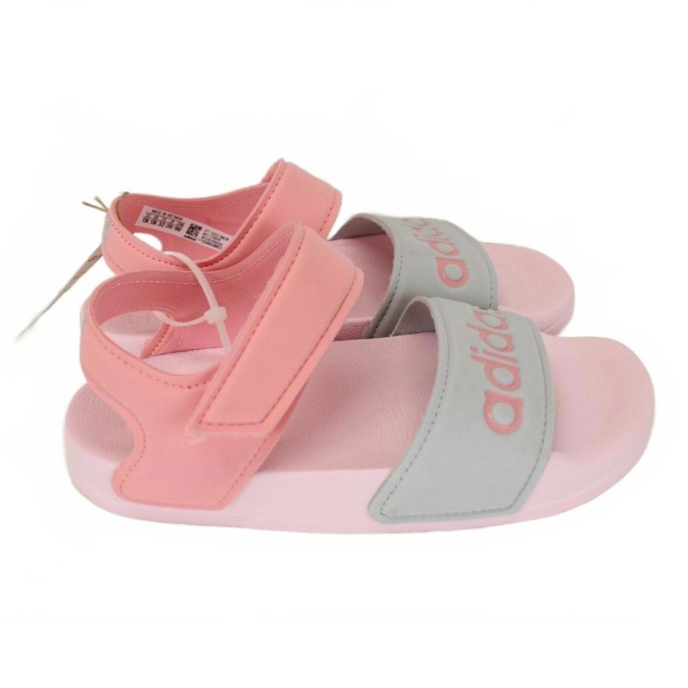 Adidas Adilette Sandal K Pink Grey Girls Size 13K Hook Loop FY8849 New